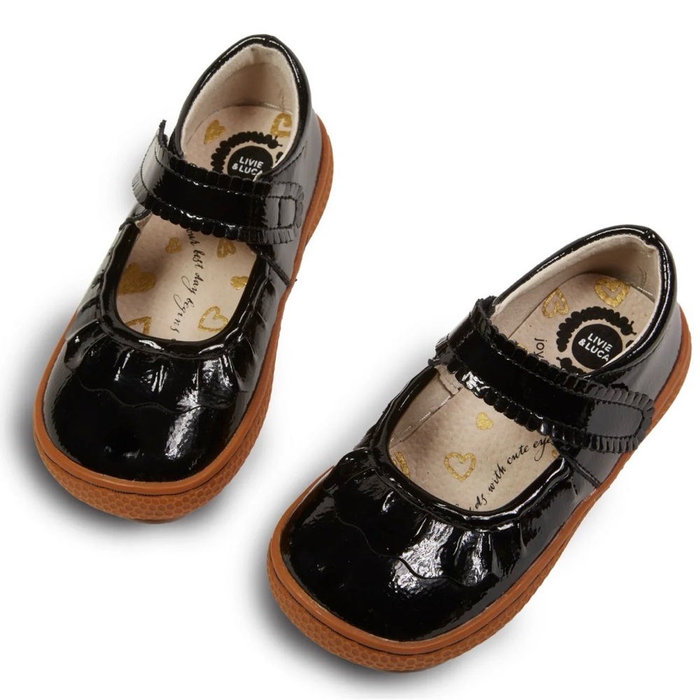 Livie & Luca Shiny Black Dress Shoes for Kids